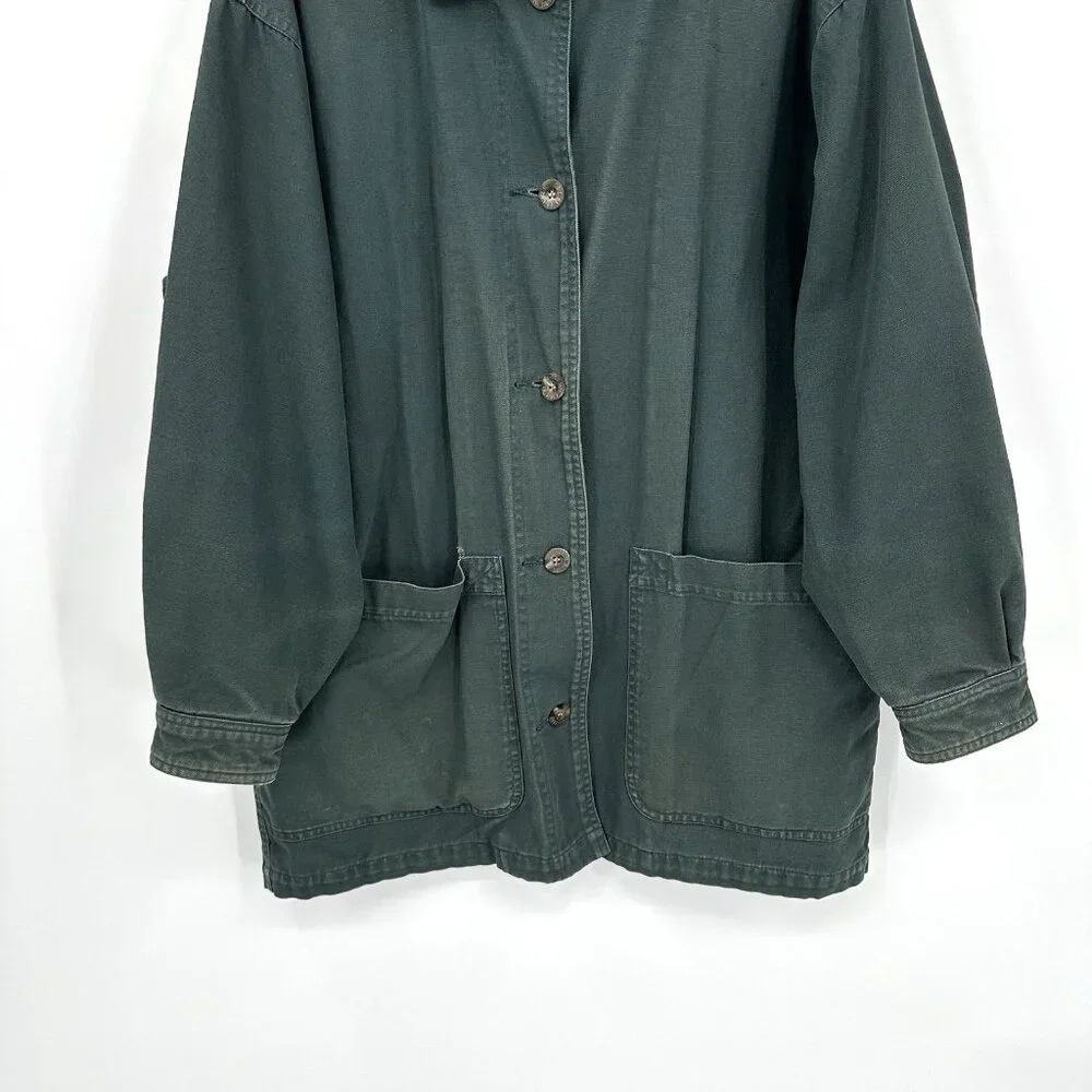 EDDIE BAUER barn jacket plaid lined western green vintage MEDIUM - Picture 7 of 13